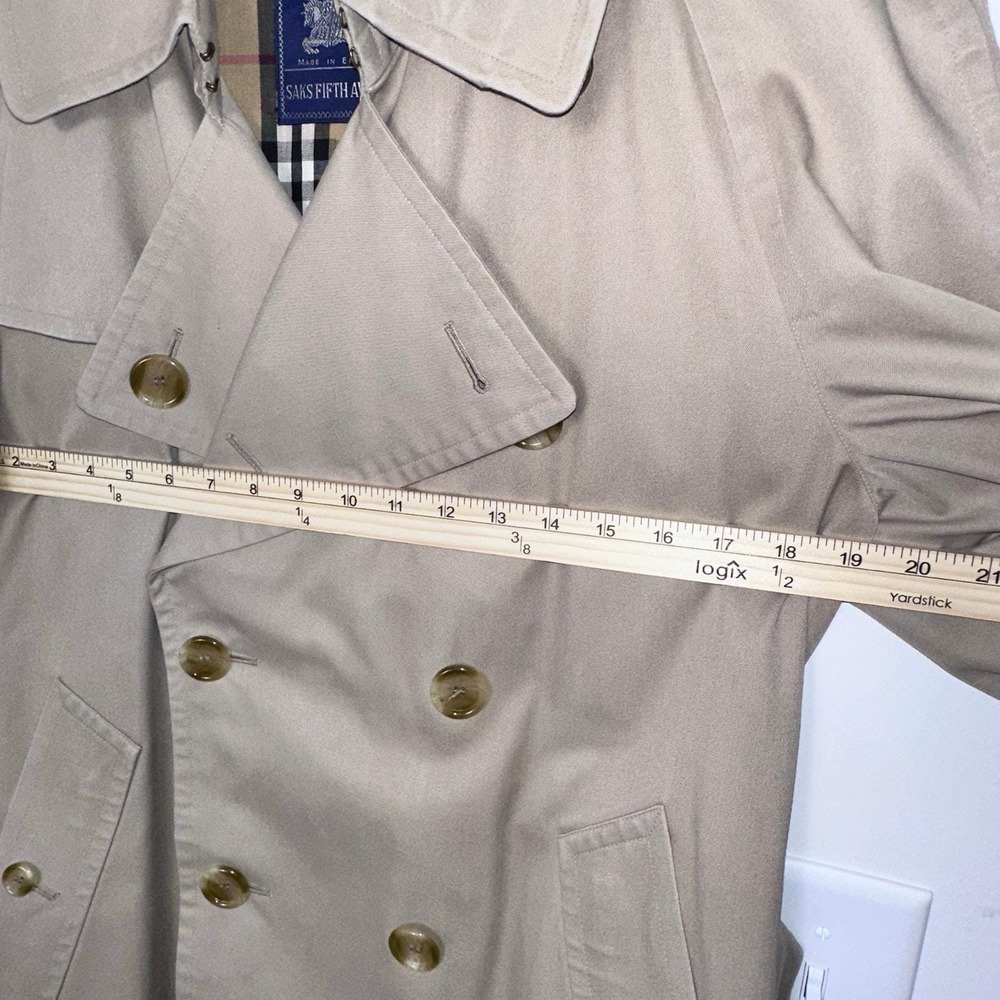 Burberrys Trench Coat 42 Long Khaki Good Vtg Nova Check Made in England‎ Classic - Picture 11 of 16